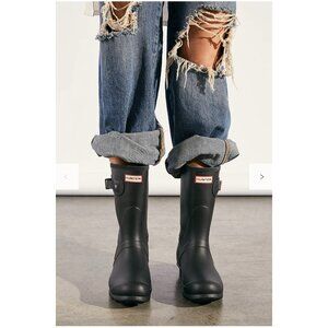 HUNTER Women's 8 Black Original Wellies Short Rain Boots  black mat new